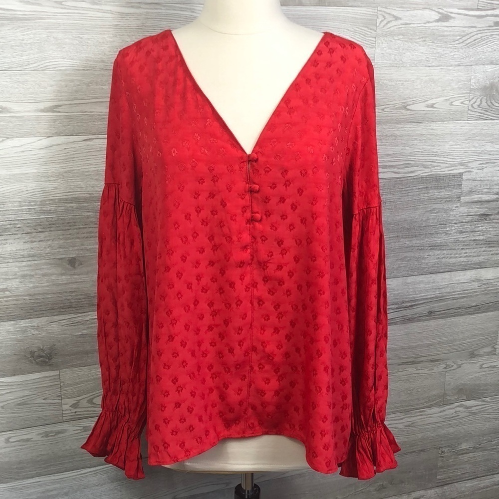 NWT Sanctuary Alma V Neck Blouse Red